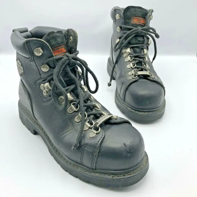 Harley Davidson Dipstick Women Black Leather Steel Toe Riding Boot Shoe Size 9