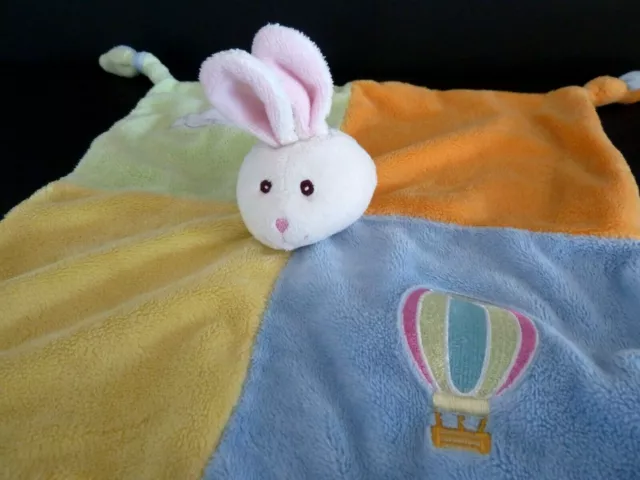 C8- Doudou Gipsy Plat Lapin Montgolfiere Nuage Vert Bleu Jaune Orange - Tbe