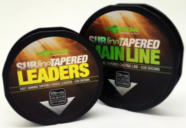 Korda SUBline Tapered Leader / Mainline Coarse Carp Match Fishing Line All Sizes