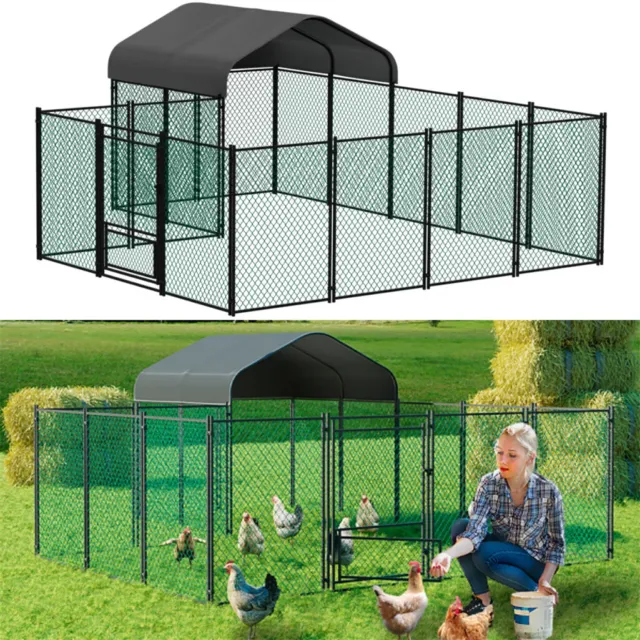 Large Walk-in Chicken Coop Strong & Safe Hen House Outdoor Poultry Cage w/ Cover
