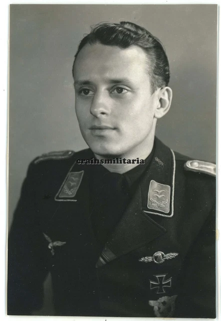 Orig. Foto Portrait KIA Pilot EBERHARDT Helmut 1.(F)/124 Kirkenes E^P Orden