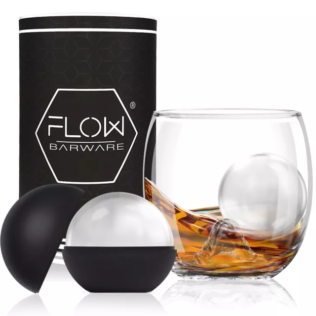 Whisky Glass & Ice Ball Mould, Unique Whiskey Gift Set Glass Rum, Baileys, Gin