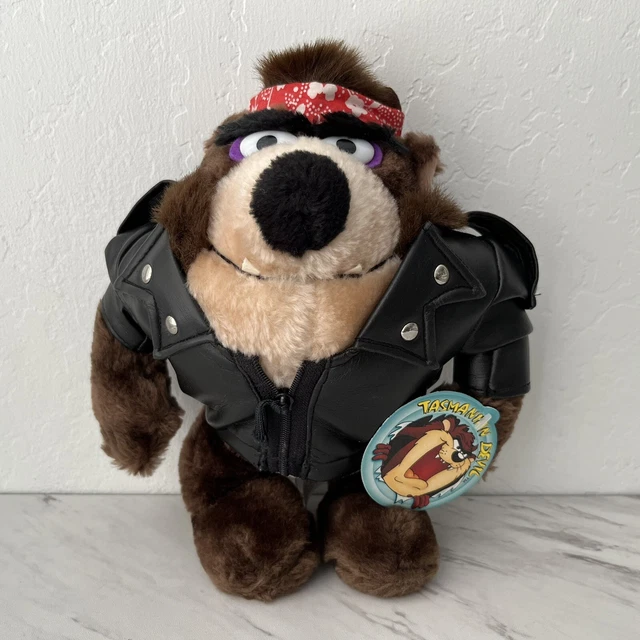 TASMANIAN DEVIL PLUSH Vintage Looney Tunes Stuffed Animal Taz Biker