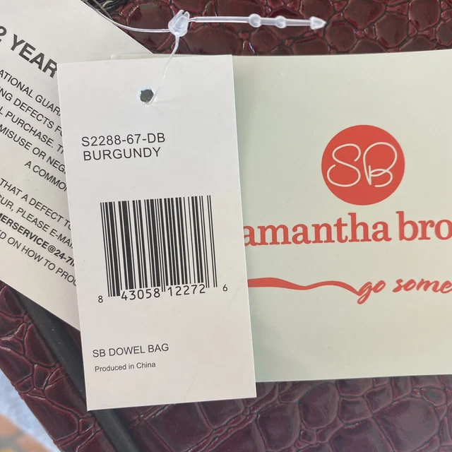 Samantha Brown Croco Burgundy Dowel Bag Large 17×13  NEW with tags! 5