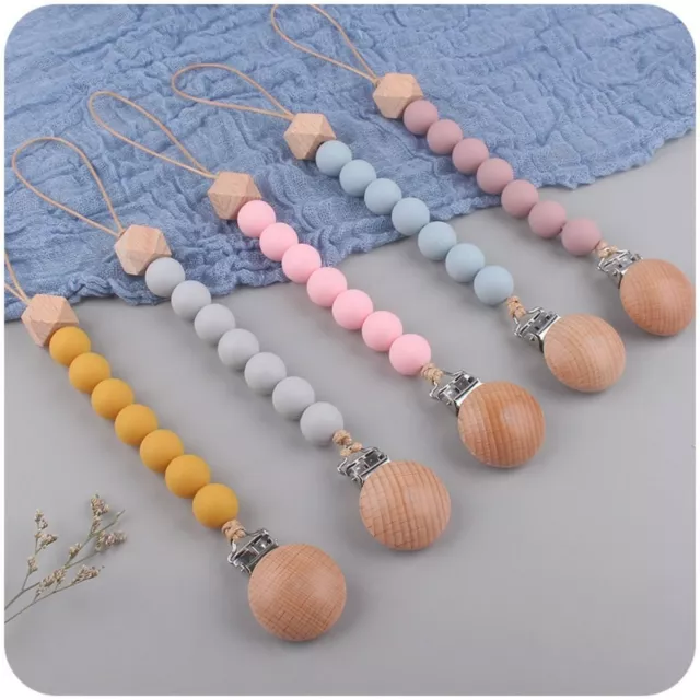 Pacifier Clips Chain Silicone Beads BPA Fre e Dummy Clip Holder Soother Chains