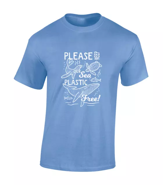 Please Keep The Sea Plastic Free Mens T Shirt Cool Nature Recycle Stop Oil Top 3