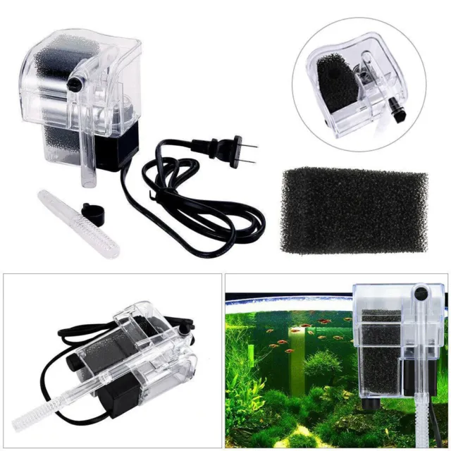 Aquarium Fish Tank Mini Waterfall Hang On External Oxygen Pump Water Filter US