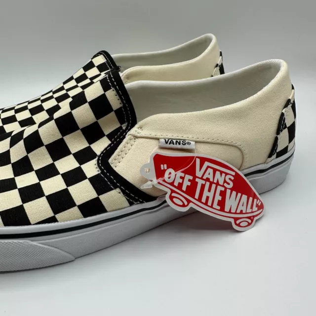 Vans Slip On Shoes Mens 9.5 (Womens 11) Asher Checkerboard Cream White Skate 2