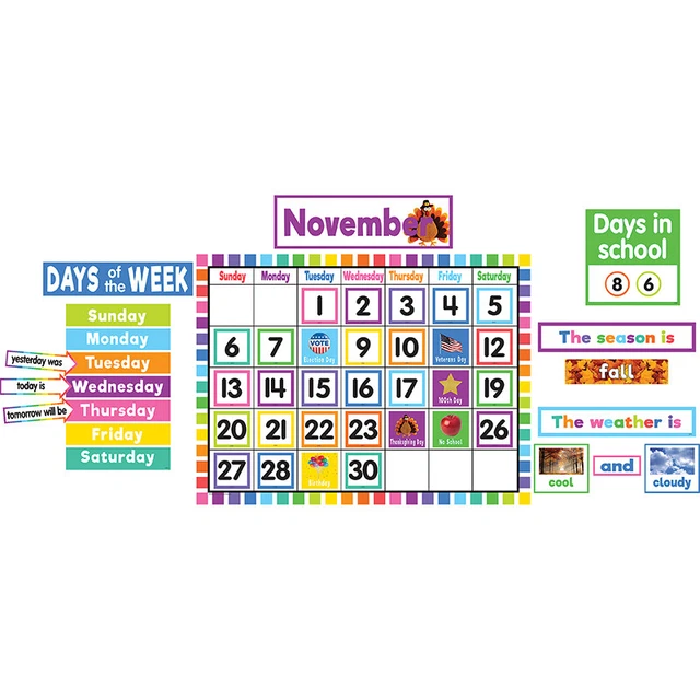 TEACHER CREATED RESOURCES Colorful Calendar Bulletin Board Set 21.19