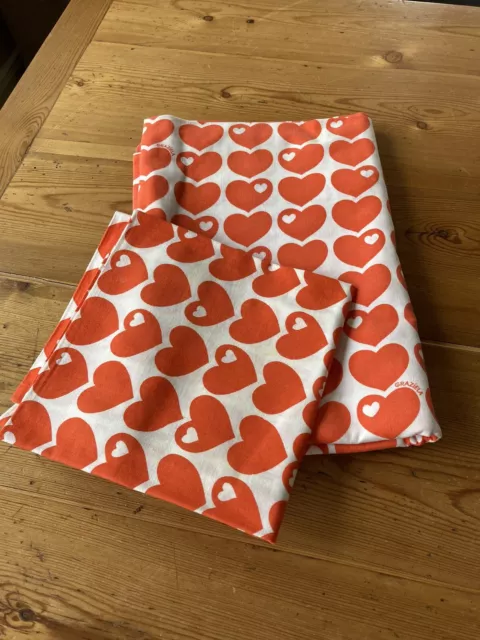 GRAZIELA Kinder Bettwäsche Herz rot Stoff 70er vintage