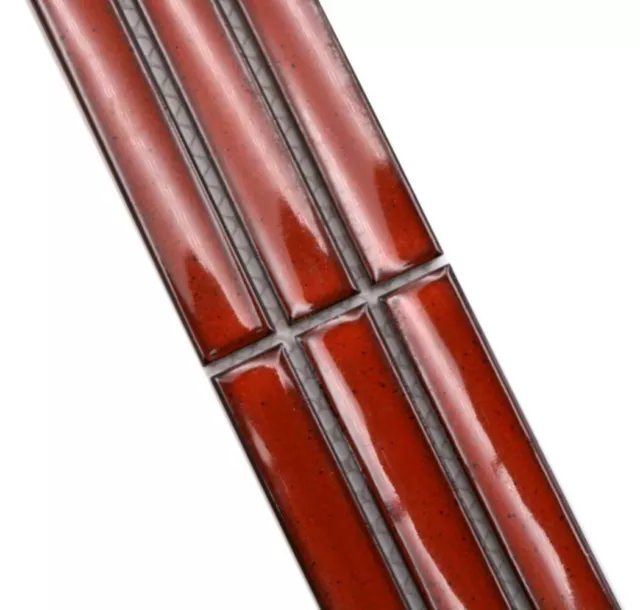 Bordo mosaico bordo ceramica bastoncini rosso maculato lucido WB24BOR-CS56