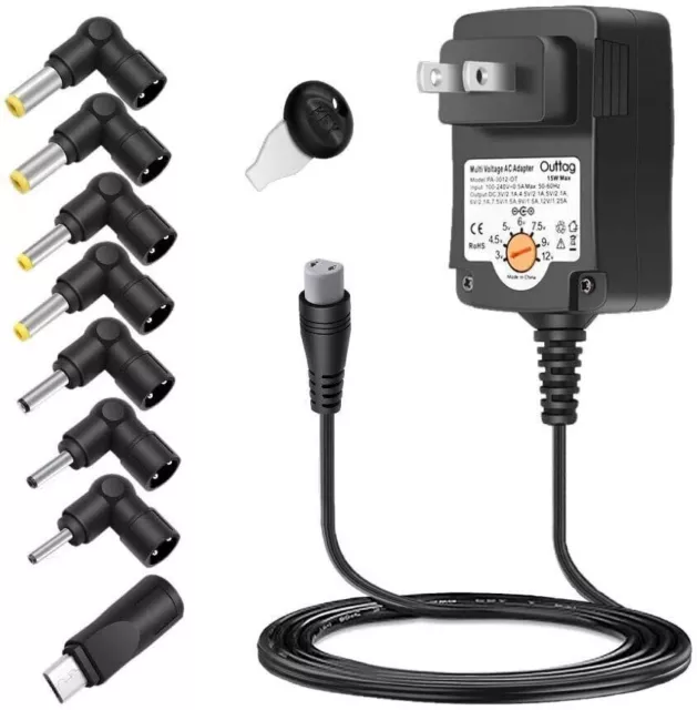 For Universal AC Adapter 15W Multi Volts Switching Replacement Power Supply Cord