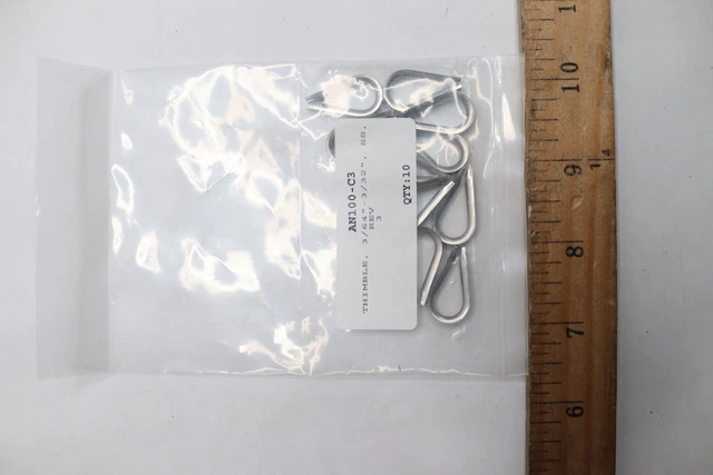 (10-Pk) Loos Wire Rope Thimble 302/304SS 1/16" to 3/32" AN100-C3