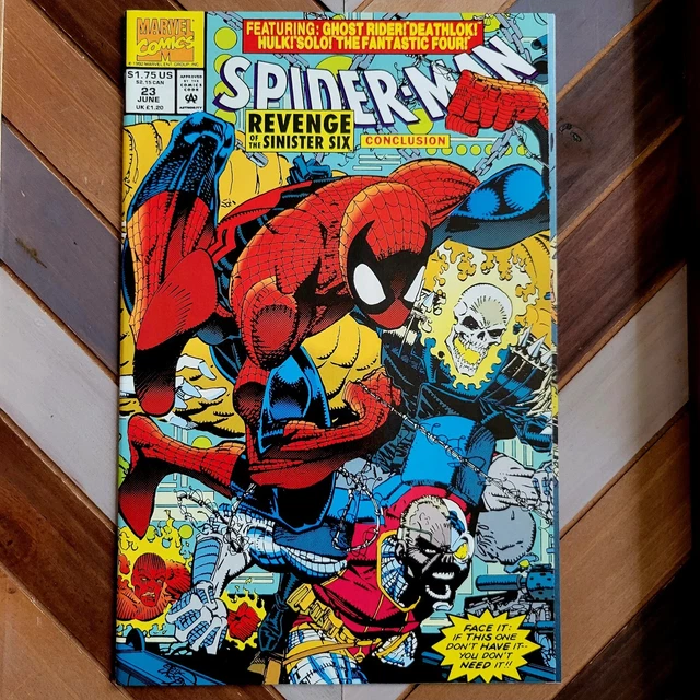 SPIDER-MAN #23 NM 9.6+ (Marvel 1992) GHOST RIDER "Sinister Six" Wraparound cover