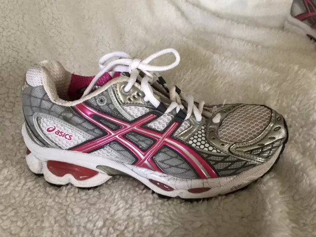 Asics Gel Womens Size 6 Gel - Nimbus Hot Pink White And Silver Graphite Athletic