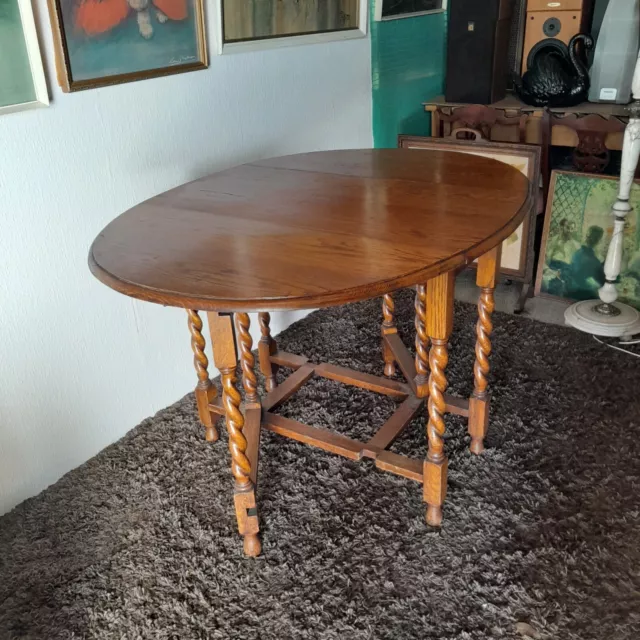 Oak Barley Twist Drop Leaf Dining Table