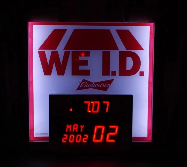 BUDWEISER BEER WE ID Countdown Clock Light Up LED Sign Man Cave Bar
