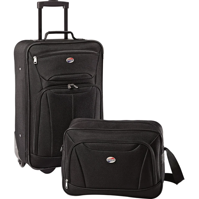 2 Piece Softside Luggage Set  Upright Rolling Carry-on Boarding Bag Ultra Light