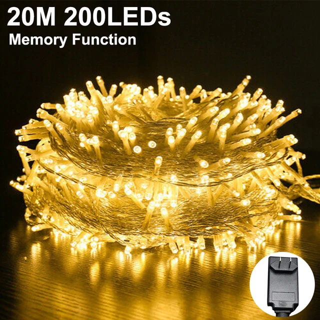 20M 200LEDs Fairy String Light 8 Mode Memory Function Xmas  Decor US Plug DC30V
