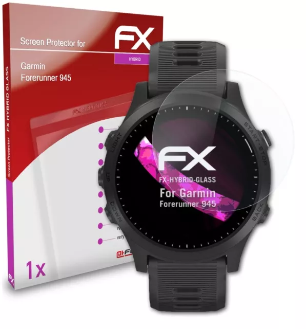 atFoliX Glasfolie für Garmin Forerunner 945 Panzerfolie 9H Schutzpanzer