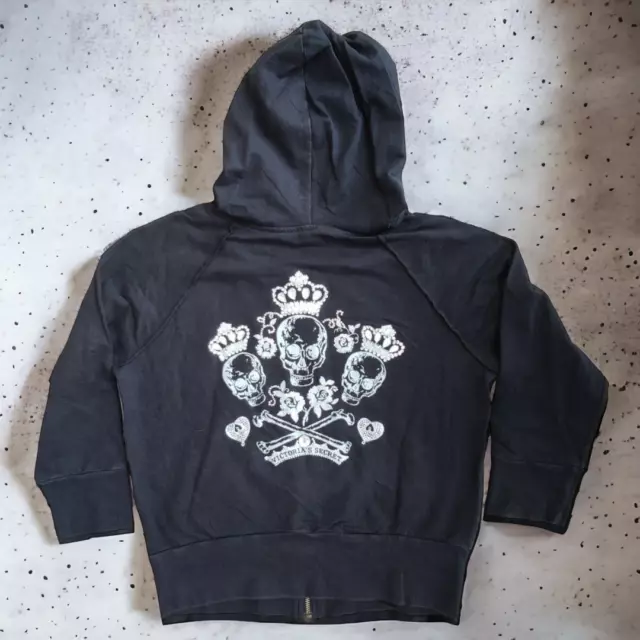 VICTORIA SECRET FELPA Donna cappuccio zip intera strass teschio tg