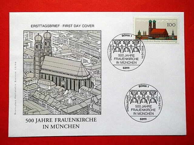 Brief Ersttagsbrief Ganzsache BRD 1994 Frauenkirche Mi. Nr. 1731 FDC-Stempel