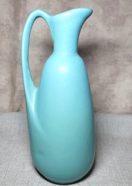 Van Briggle Art Pottery Pitcher Vase Turquoise Aqua Blue Green 9"