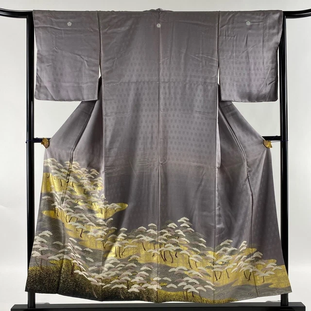 JAPANESE KIMONO IROTOMESODE 153cm 5' 0" PURE SILK VINTAGE ANTIQUE 6016
