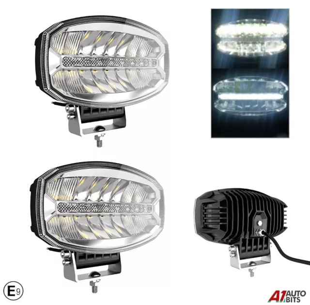 9" Jumbo Oval LED Combo White DRL Spot Light X2 For Suv 4x4 Car 4wd Pickup E9