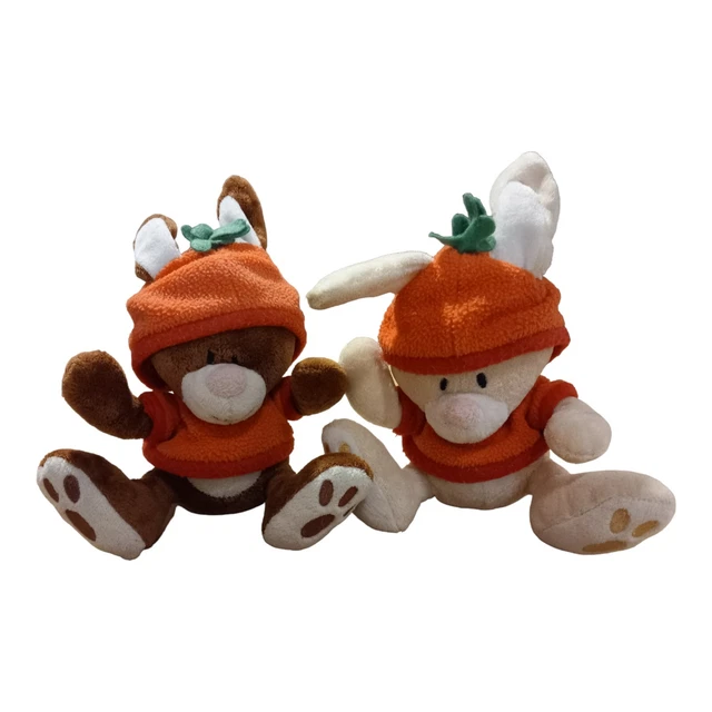 ASDA 7& CARROT Top Cream Pink BUNNY RABBIT SOFT TOY PLUSH ORANGE EASTER