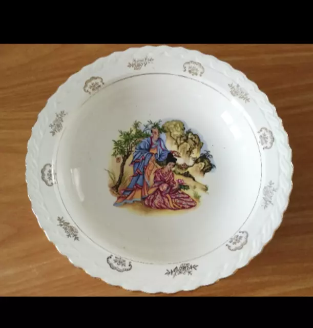 Assiette creuse  en porcelaine de Limoges : Décor Chinois Japonais Asiatique