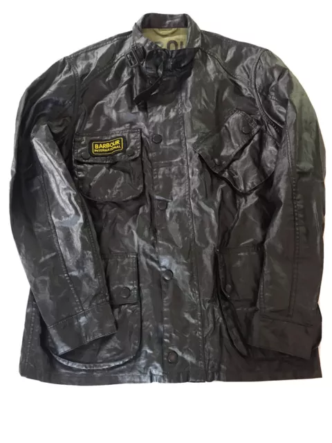 Barbour International Military Jacket Nylon Light Weight Motorcycling S shiny