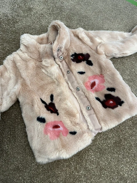 H&M Girls Fur Jacket/Coat Pink 18-24months BNWT