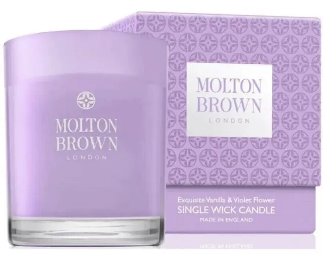 MOLTON BROWN EXQUISITE VANILLA AND VIOLET FLOWER SINGLE WICK CANDLE 180g LUXURY