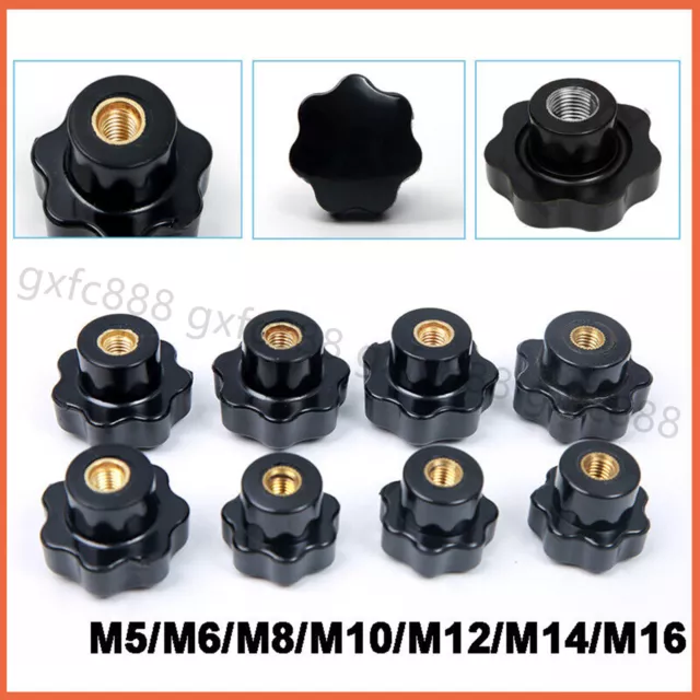 M5 to M16 Female Thread Plastic Star Clamping Nut Knob Screws Machinery Handle