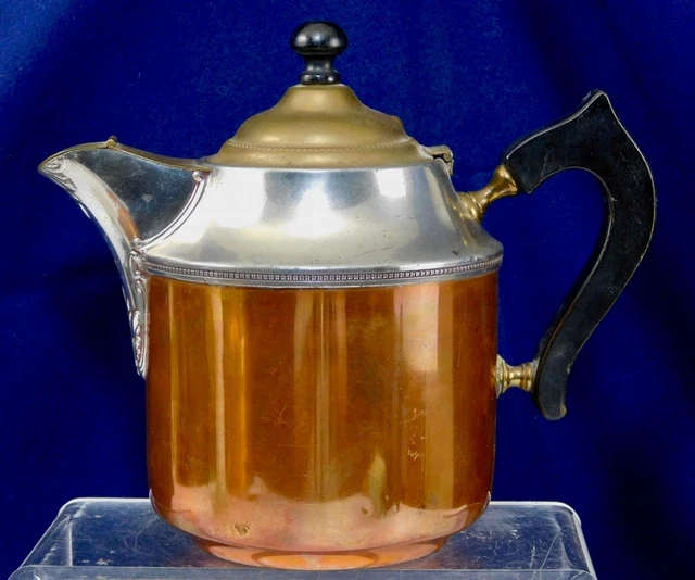 Antique Manning Bowman Nickel plated over Copper Teapot/Coffee Pot Dated 1899