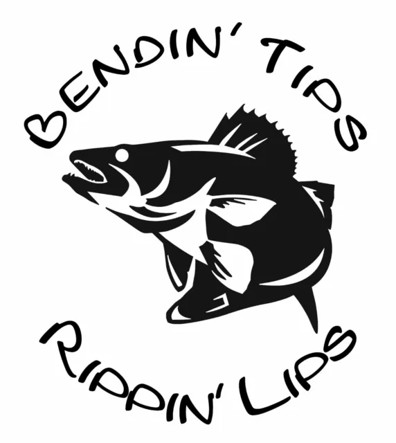 BENDIN' TIPS RIPPIN' Lips Walleye Ice Fishing Window Wall Decal Man Cave  Boat $8.99 - PicClick