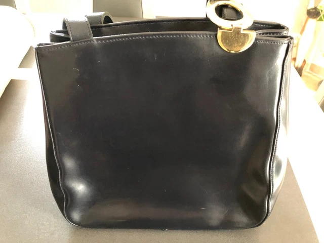 Sac cuir petit cabas porté épaule - noir