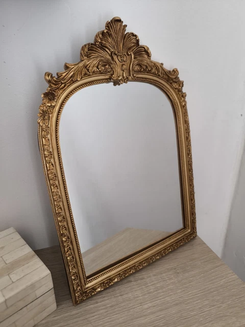 Miroir ovale Bois de noyer massif sculpté Art Déco 1930 Aux tournesols