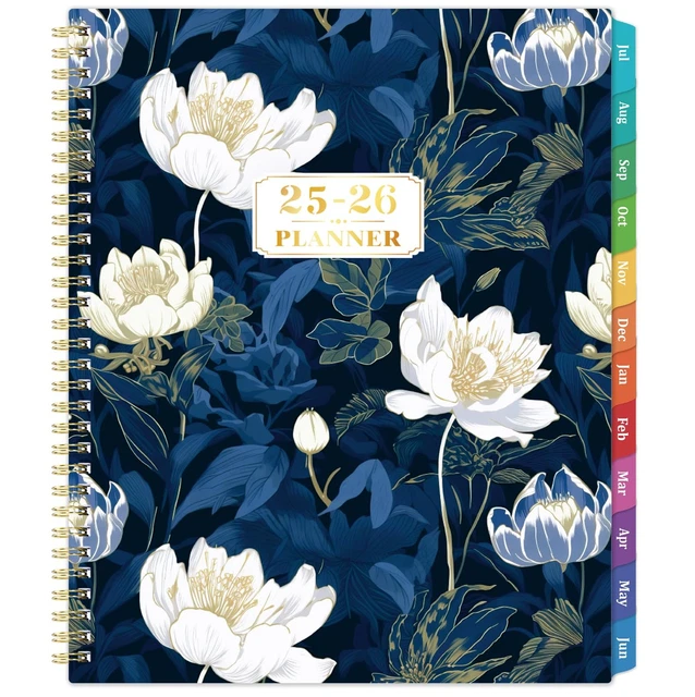 2025-2026 Academic Year Planner - 8.5" X 11" Weekly & Monthly Planner, July 2025 To June 2026, With Tabs & Pocket, Pink Flower