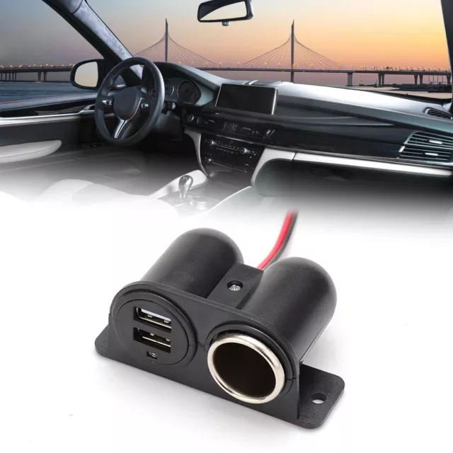 Car Cigarette Lighter Socket Splitter Charger Power Adapter Two USB Port 12V/24V