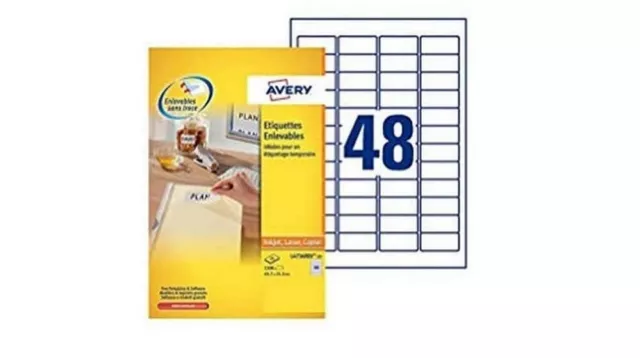 Avery L4736REV-25 Self-Adhesive Removable Mini Labels, 48 Labels Per A4 Sheet -
