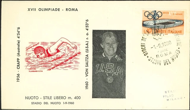 🏅 Olimpiade Roma 1960 - Chris Von Saltza (USA) Oro Nuoto 400 mt stile libero f.