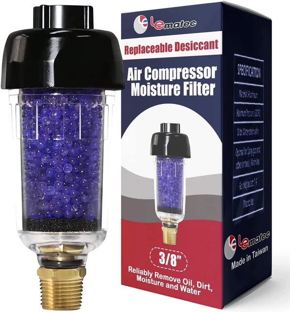 LE LEMATEC Air Compressor Dryer, Does Not Restrict Air Flow, Desiccant Filter, 1