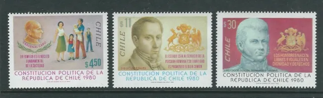 CHILE 1982 CONSTITUTION of 1980 (Scott 616-618) VF MNH