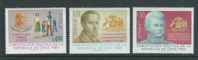 CHILE 1982 CONSTITUTION of 1980 (Scott 616-618) VF MNH