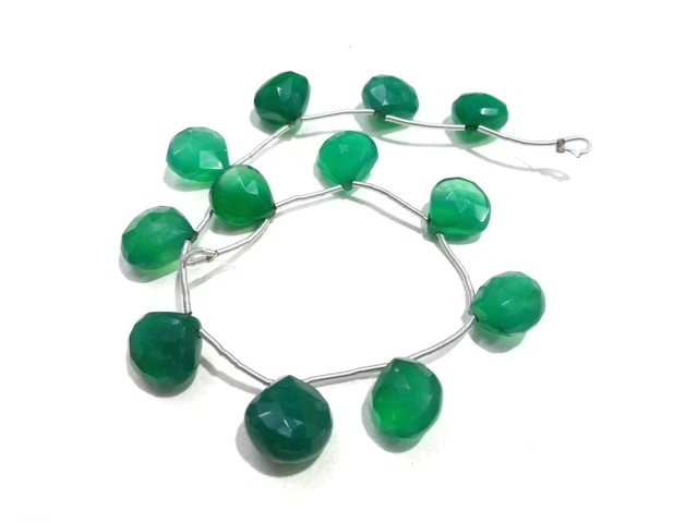 1 Strand Natural Green Onyx Fancy Heart Faceted 7-8mm Gemstone Beads 7"inch