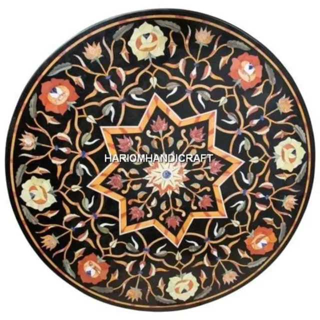 107cm Marmor Ecke Konsole Rund Inlay Traditionell Kunst Terrasse Garten Stein