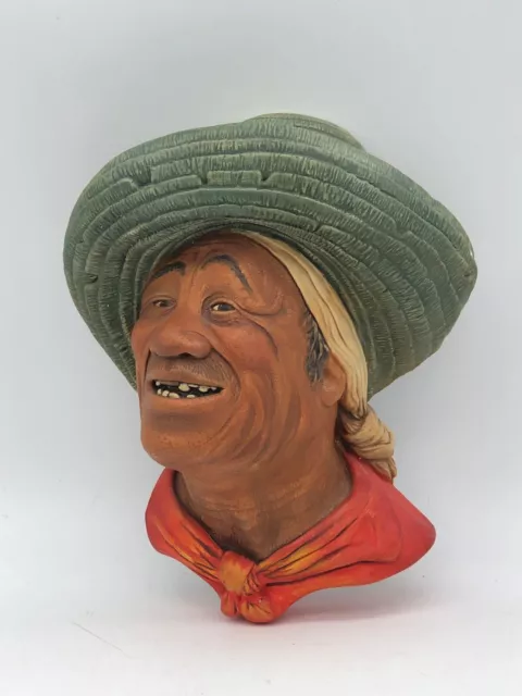 Vintage Naturecraft Congleton England Cotton Picker Hat Chalkware Wall Art Head