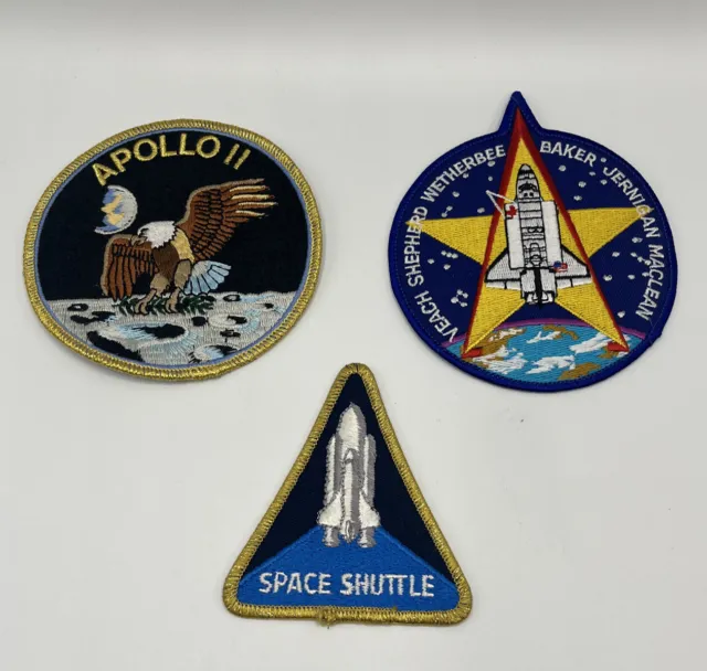 3 NASA PATCHES Space Program Apollo 11, STS-52 Shuttle Mission Space Shuttle